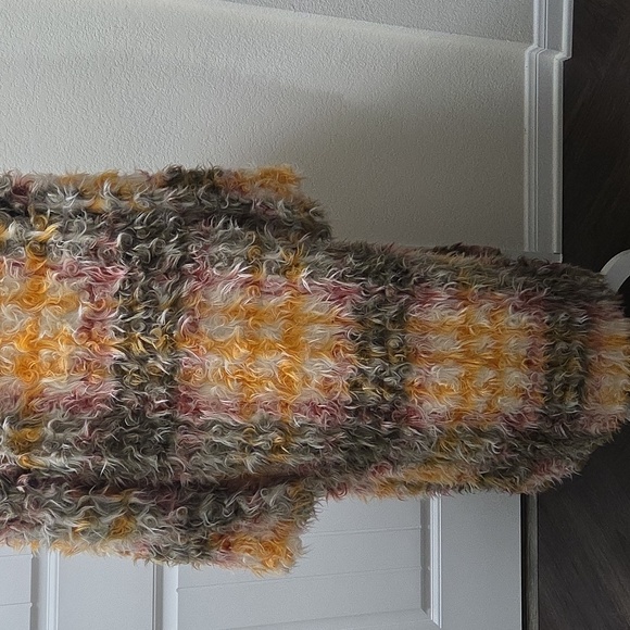 Colorful Plaid Faux Fur Coat - Picture 10 of 11